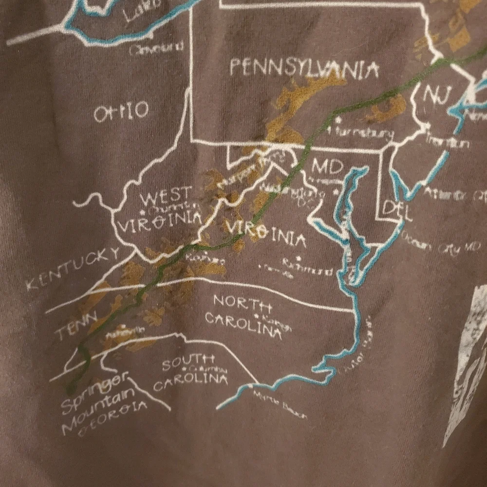 NWOT Men's Gray Appalachian Trail Map T Shirt - Picture 5 of 7